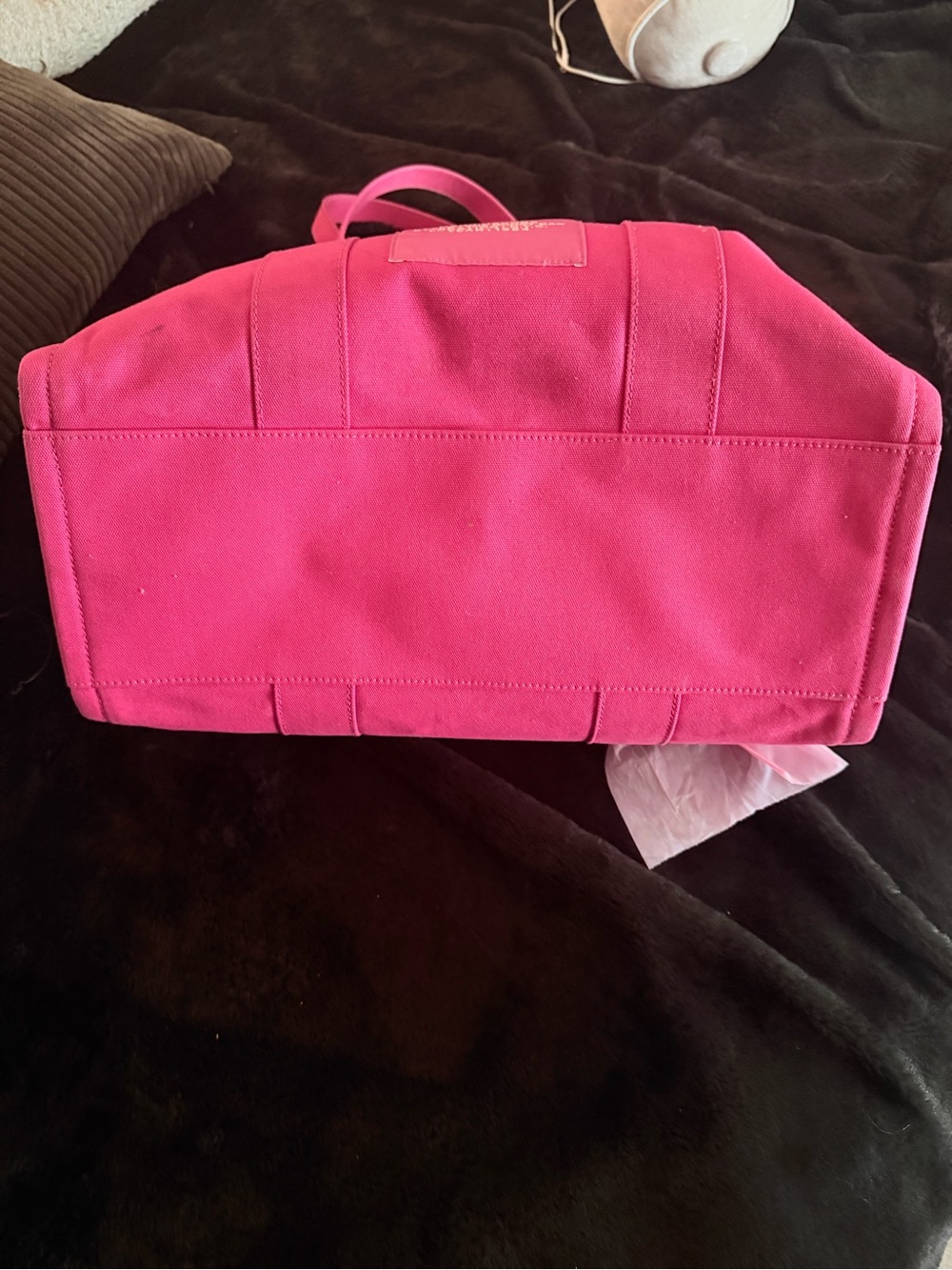 MARC JACOB Canvas Tote in Hot Pink with Logo - Picture 11 of 12